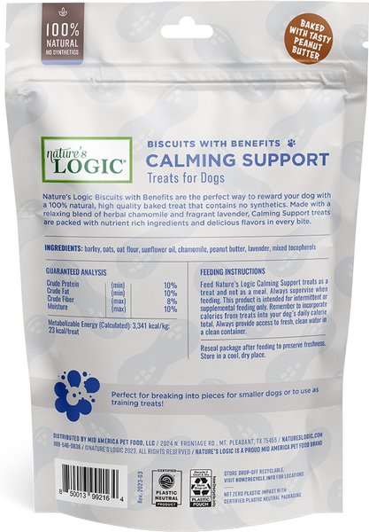 Nature's Logic Calming Biscuits with Peanut Butter & Bone Broth Dog Treats, 14-oz bag