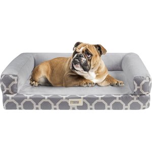 Friends Forever Harper Orthopedic Couch Bolster Sofa with Removable Cover Cat & Dog Bed, Grey, Medium
