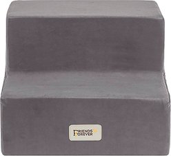 Friends Forever Milo 2-Step Non-Slip Small Dog & Cat Stairs, Grey