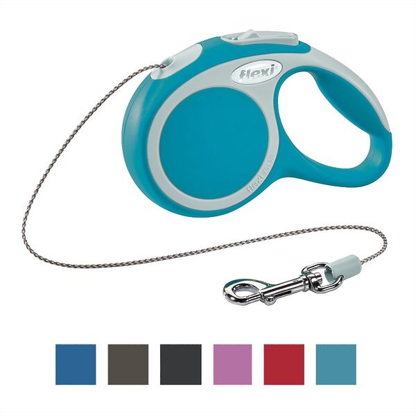 Discontinued FLEXI Vario Nylon Cord Retractable Dog Leash, Turquoise, XSmall 10ft long