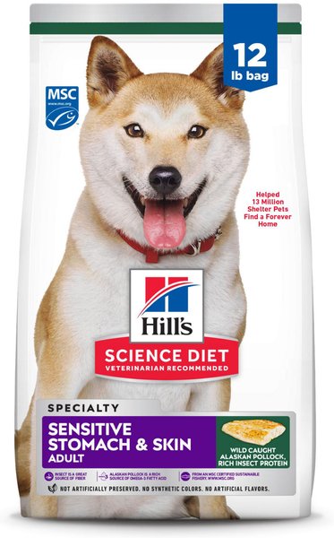 HILL S SCIENCE DIET Adult Sensitive Stomach Sensitive Skin Pollock Meal Barley Insect Meal Recipe Dry Dog Food 12 lb bag Chewy