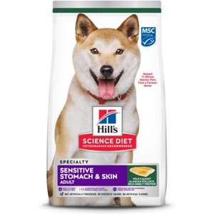 Hill's Science Diet Adult Sensitive Stomach & Skin Pollock Meal, Barley & Insect Meal Recipe Dry Dog Food, 12-lb bag
