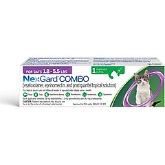 NexGard COMBO Topical for Cats, 1.8-5.5lbs (Purple Box), 1 Dose (1-mo. supply)