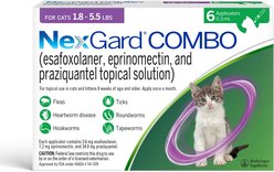 NexGard COMBO Topical for Cats, 1.8-5.5lbs (Purple Box), 6 Doses (6-mos. supply)