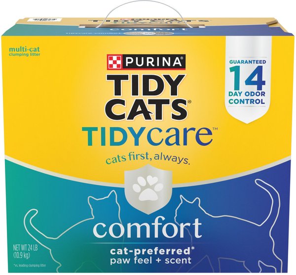 Tidy Cats Tidy Care Comfort Odor Control Low Dust Formula Clumping Clay Cat Litter, 24-lb box, Scented slide 1 of 9