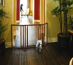 Richell Premium Plus Freestanding Dog Gate, Brown