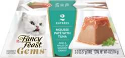 Fancy Feast Gems Mousse Tuna & a Halo of Savory Gravy Pate Wet Cat Food, 4-oz box, case of 8