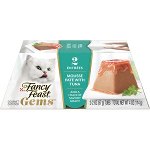 Fancy Feast Gems Mousse Tuna & a Halo of Savory Gravy Pate Wet Cat Food, 4-oz box, case of 8
