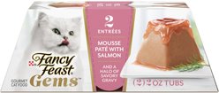 Fancy Feast Gems Mousse Salmon & a Halo of Savory Gravy Pate Wet Cat Food, 4-oz box, case of 8