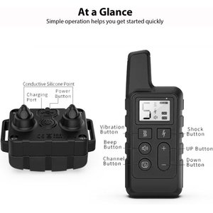 Luckypets 1640-ft Remote Range & Rechargeable with 3 Training Modes Dog Training Collar, Black