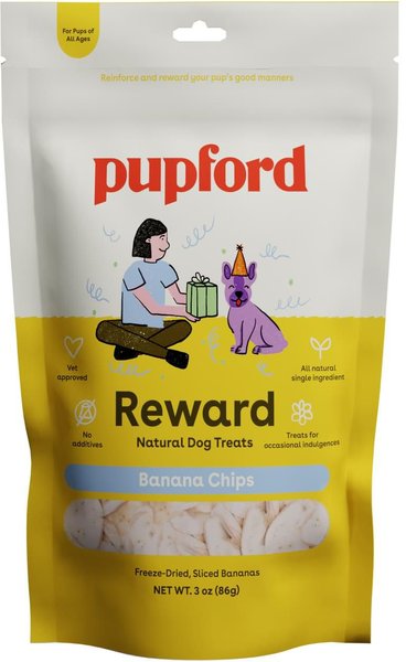 PUPFORD Reward Banana Chips Natural Freeze Dried Dog Treats 3 oz bag Chewy