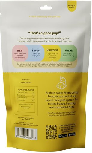 Pupford Sweet Potato Jerky Dog Treats, 4-oz bag