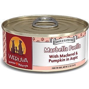 Weruva Marbella Paella with Mackerel & Pumpkin in Aspic Grain-Free Canned Dog Food, 5.5-oz, case of 24