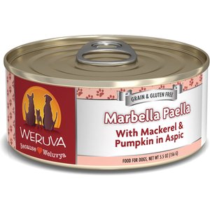 Weruva Marbella Paella with Mackerel & Pumpkin in Aspic Grain-Free Canned Dog Food, 5.5-oz, case of 24