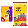 Tidy Cats 24/7 Performance Scented Non-Clumping Clay Litter + Meow Mix Original Choice Dry Cat Food