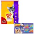 Meow Mix Original Choice Dry Food + Purina Friskies Seafood & Chicken Pate Favorites Variety Pack Wet Cat Food