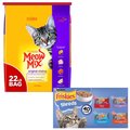 Meow Mix Original Choice Dry Food + Friskies Shreds in Gravy Variety Pack Canned Cat Food