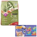 Purina Friskies Seafood & Chicken Pate Favorites Variety Pack Wet Food + Cat Chow Naturals Original Dry Cat Food