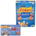 Friskies Seafood Sensations Dry Food + Shreds in Gravy Variety Pack Canned Cat Food