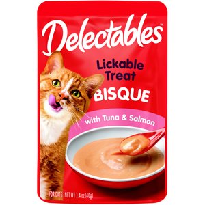 Hartz Delectables Bisque Tuna & Salmon Pack Lickable Cat Treat, 1.4-oz pouch