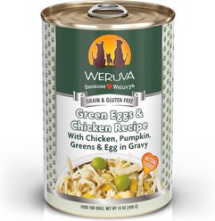 Weruva Green Eggs & Chicken with Chicken, Egg, & Greens in Gravy Grain-Free Canned Dog Food, 14-oz, case of 12