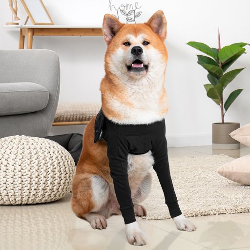 Suitical Recovery Double Sleeves Dog Apparel, Black, Large