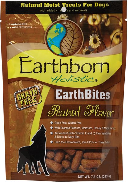 Earthborn Holistic EarthBites Peanut Flavor Natural Moist Grain-Free Treats for Dogs, 7.5-oz bag slide 1 of 9