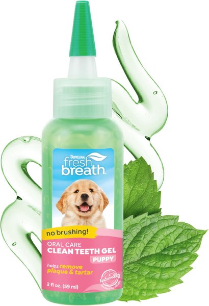 TROPICLEAN Fresh Breath Oral Care Clean Teeth Plaque Tartar Defense Puppy Dental Gel 2 fl oz bottle Chewy