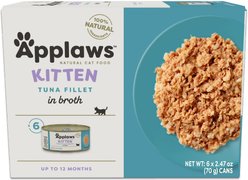 Applaws Tuna Fillet in Broth Limited Ingredient Wet Kitten Food, 2.47-oz can, case of 6