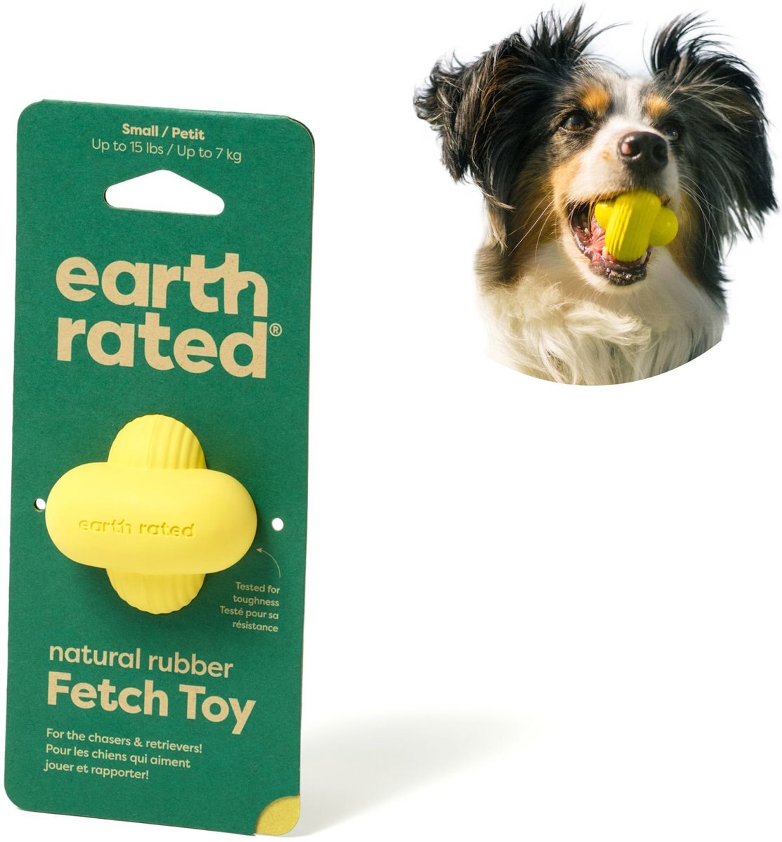 EARTH RATED Rubber Fetch Chew Dog Toy, Small