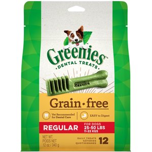 Greenies Grain-Free Regular Dental Dog Treats, 12 count