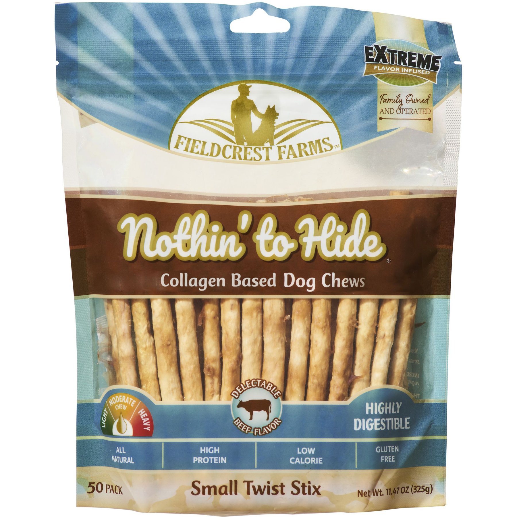 FIELDCREST FARMS Nothin To Hide Twist Stix Beef Dog Treats, 50 count ...