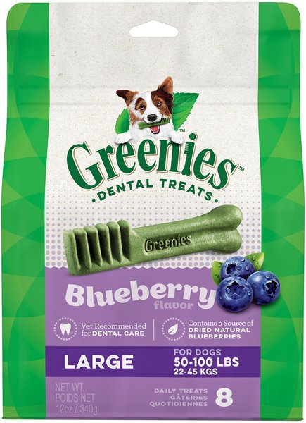Greenies Bursting Blueberry Large Dental Dog Treats, 8 count slide 1 of 10