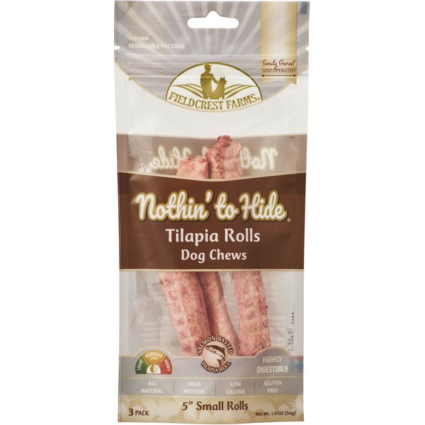 FIELDCREST FARMS Nothin To Hide 5in Tilapia Roll Dog Treats, 3 count