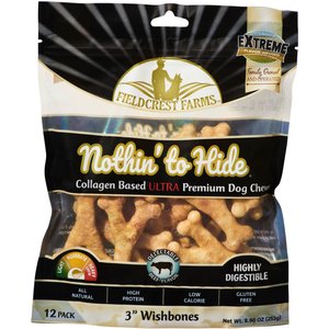 Fieldcrest Farms Nothin To Hide Ultra 3-in Wishbone Beef Dog Treats, 12 count