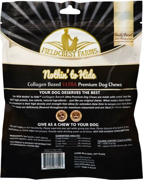 Fieldcrest Farms Nothin' To Hide Ultra 3-inch Wishbone Beef Flavor Dog Chews