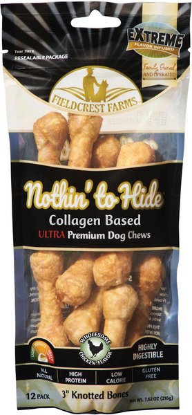 Fieldcrest Farms Nothin' To Hide 3-inch Ultra Knotted Bone Chicken Flavor Dog Chews