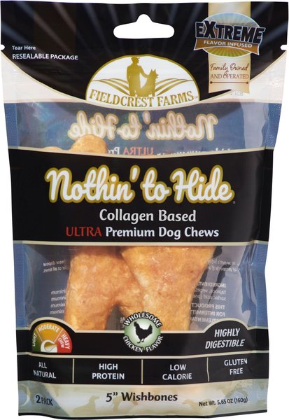 Fieldcrest Farms Nothin' To Hide 5-inch Ultra Wishbone Chicken Flavor Dog Chews
