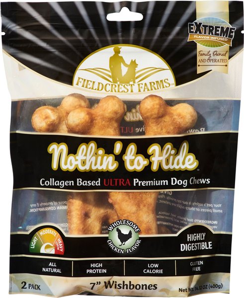 Fieldcrest Farms Nothin' To Hide 7-inch Ultra Wishbone Chicken Flavor Dog Chews