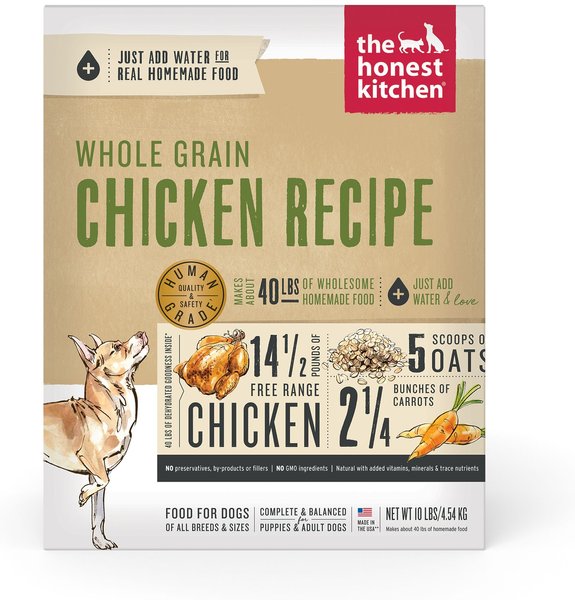 The Honest Kitchen Whole Grain Chicken Recipe Dehydrated Dog Food, 10-lb box slide 1 of 11