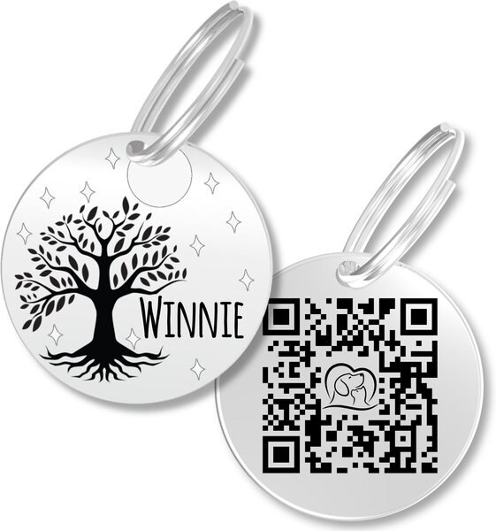 PAWFUREVER Personalized Engraved with QR Code Dog & Cat Tag, Silver