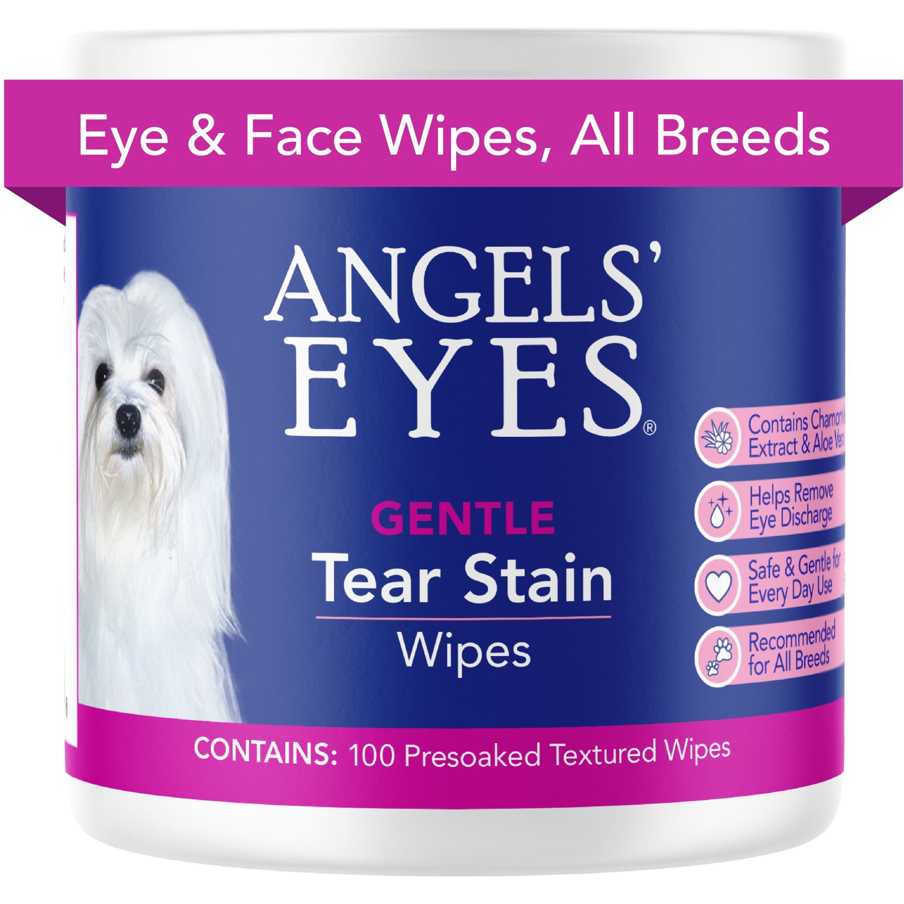 ANGELS EYES Face Eye Paw Cleansing Tear Stain Wipe for Dogs Cats 100 Count Chewy