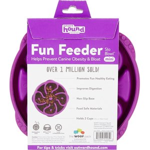 Outward Hound Fun Feeder Interactive Dog Bowl, Purple, 2 cup