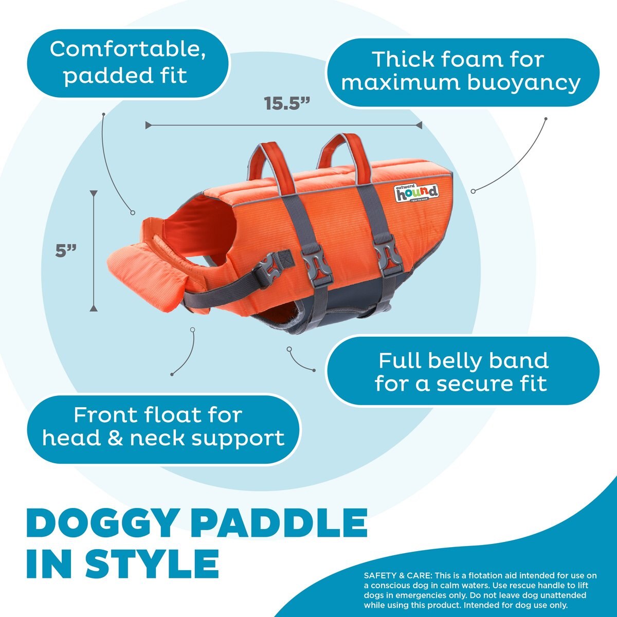 OUTWARD HOUND Granby RipStop Dog Life Jacket, Medium Bright Orange