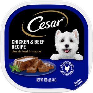 Cesar Classic Loaf in Sauce Chicken & Beef Recipe Dog Food Trays, 3.5-oz, case of 24