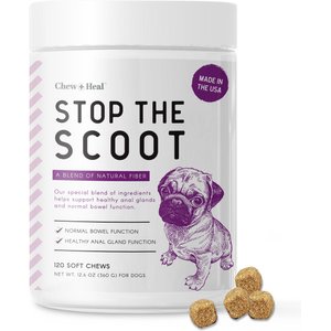 Chew + Heal Stop the Scoot Anal Gland Support & Bowel Function Supplement for Dogs, 120 count