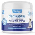 Vetnique Labs Dermabliss Medicated Hydrocortisone & Benadryl 3-In-1 Allergy Cleansing & Soothing Dog & Cat Wipes, 50 count