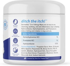 Vetnique Labs Dermabliss Medicated Hydrocortisone 3-In-1 Allergy Cat & Dog Wipes, 50 count slide 2 of 7