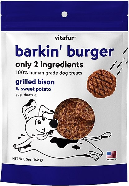 Vitafur Barkin' Burger Grilled Bison Dehydrated Dog Treats, 5-oz bag slide 1 of 6