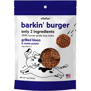 Vitafur Barkin' Burger Grilled Bison Dehydrated Dog Treats, 5-oz bag
